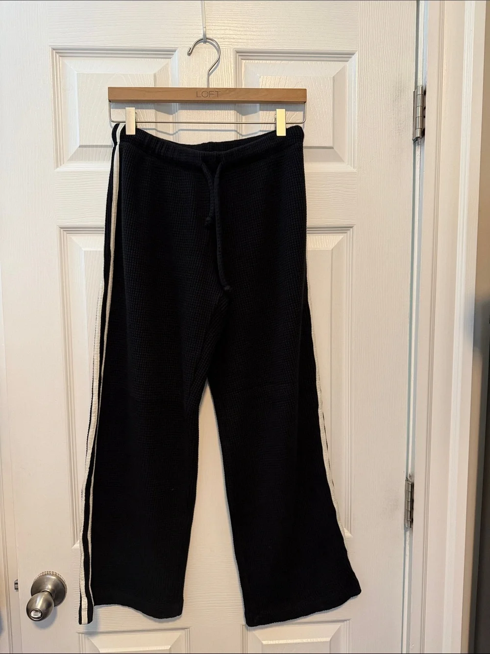 DONNI Thermal Crop Stripe Pant Jet Black Size Small - Picture 8 of 12